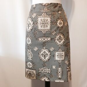 Talbots Medallion Print Stretch Pencil Skirt